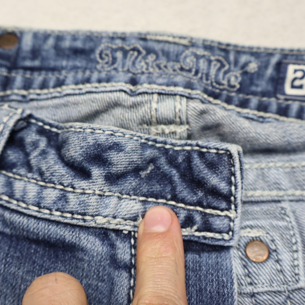 Miss Me Jeans Women 28 Medium Wash Rhinestone Embroidered Bootcut Fade READ - Picture 10 of 16